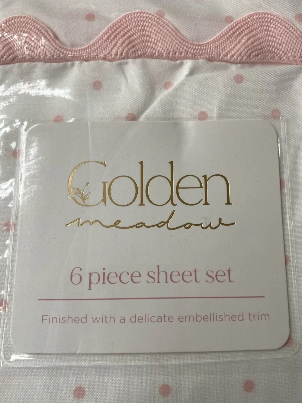 White and pink polka dot sheet set - KING